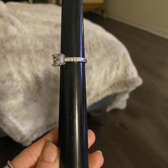 Vtg 90s 925 Silver CZ Princess Cut Solitaire Ring - Picture 5 of 9